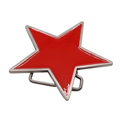 Western Fashion Red Men Women Belt Buckle Silver Metal Texas Lone Star TX Casual