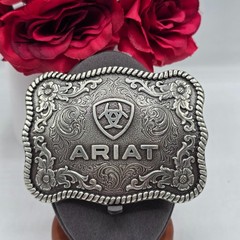 ARIAT Western Filigree Belt Buckle Silver Tone Rodeo Style Men&rsquo;s Cowboy Engraved
