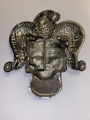 Iced Bling Skull Jester Belt Buckle Rhinestone Encrusted Jester Hat By FL&B.