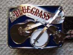 BLUEGRASS Genuine Leather Belt & Bluegrass Music Epoxy Buckle Sizes 28&Prime;-52&Prime;