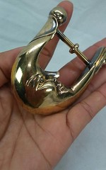 Barry Kieselstein cord sterling 925 gold vermeil moon face buckle
