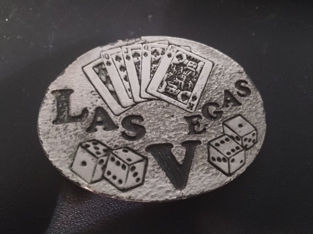 Fabulous Nevada Belt Buckle Dice Cards Poker Las Vegas Reno