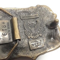 VTG 80s Country Music Belt Buckle Great American USA Guitar Violin Banjo Enamel