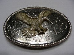 SLIVER EAGLE – ROUND – 2.75&Prime; X 3.5&Prime; METAL BELT BUCKLE!