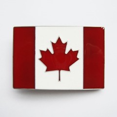 CANADA FLAG RED WHITE PATRIOTIC MAPLE LEAF COUNTRY BELT BUCKLE