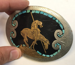 Vintage Johnson & Held Native American End of the Trail Southwest Belt Buckle