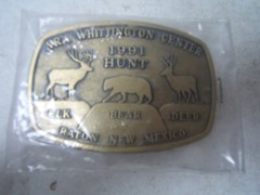 Raton NM Deer Elk Bear Hunt NRA Whittington Center Brass Belt Buckle 1991
