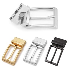 Reversible Belt Buckle Replacement Pin Buckle Rectangular Silver Black Gold 1PC