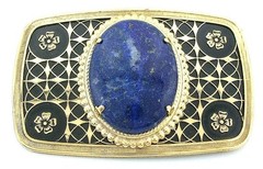 Gold Color Oval 40×30 40mm x 30mm Lapis Lazuli Cabochon Gem Belt Buckle EPBB164