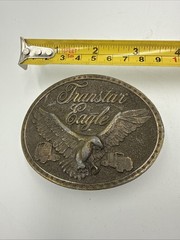 vintage 1970s western TRANSTAR EAGLE belt buckle SEMI-TRUCK cowboy TRUCKER brass