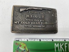 Vintage I Will Give Up My Gun Dead Fingers Belt Buckle Second 2nd Amendment