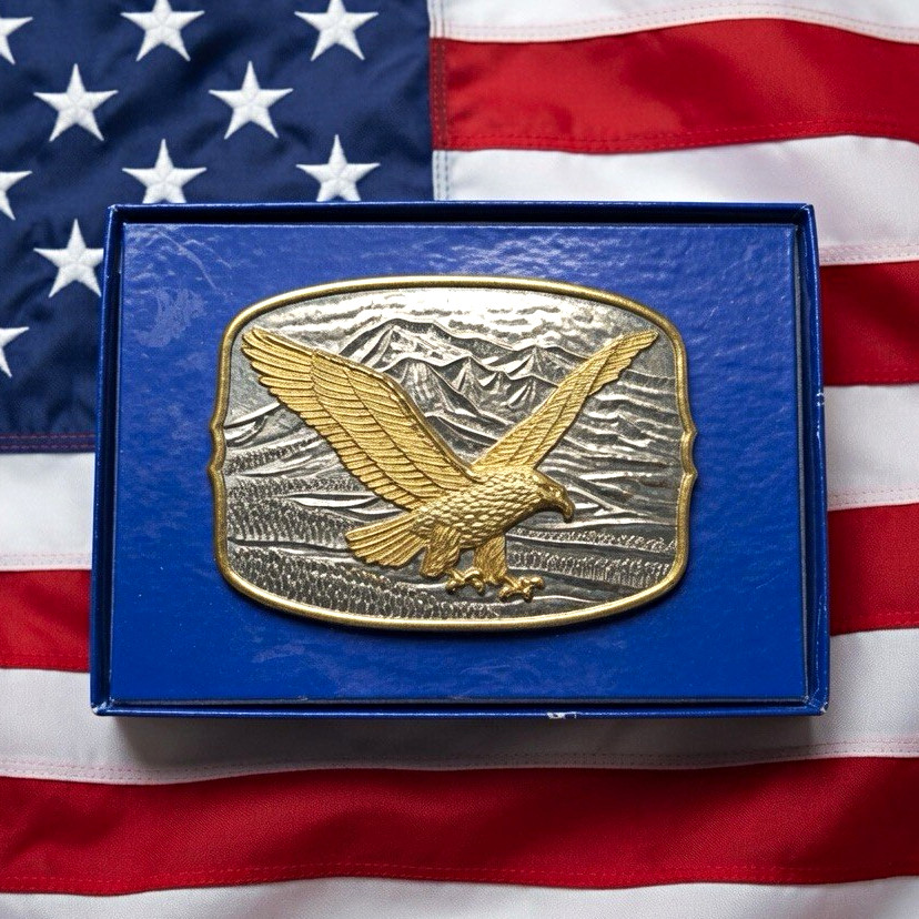 International Monetary Mint Ltd Ed American Eagle Silver/24K Gold Belt Buckle