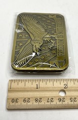 Eagle Freedom Is Not Free Patriot Sponsor Gold Tone Belt Buckle 3” x 2”