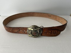 USA commerative 200th anniversary leather belt & buckle, Sz M 34-36, America!