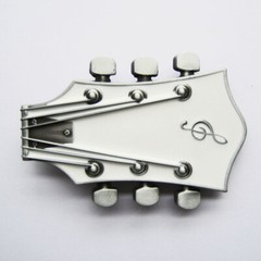 Guitar Head Music White Enamel Metal Belt Buckle