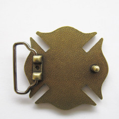Western Men Zinc alloy Leather Belt Buckle Firefighter Dept Hero shape Pattern