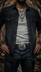 Men Women Silver Metal Western Fashion Belt Buckle Cowboy Native American Indian