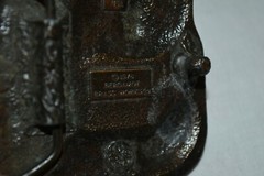 SOLID Brass 1978 Bergamot Bear in stream with fish BELT BUCKLE USA EUC