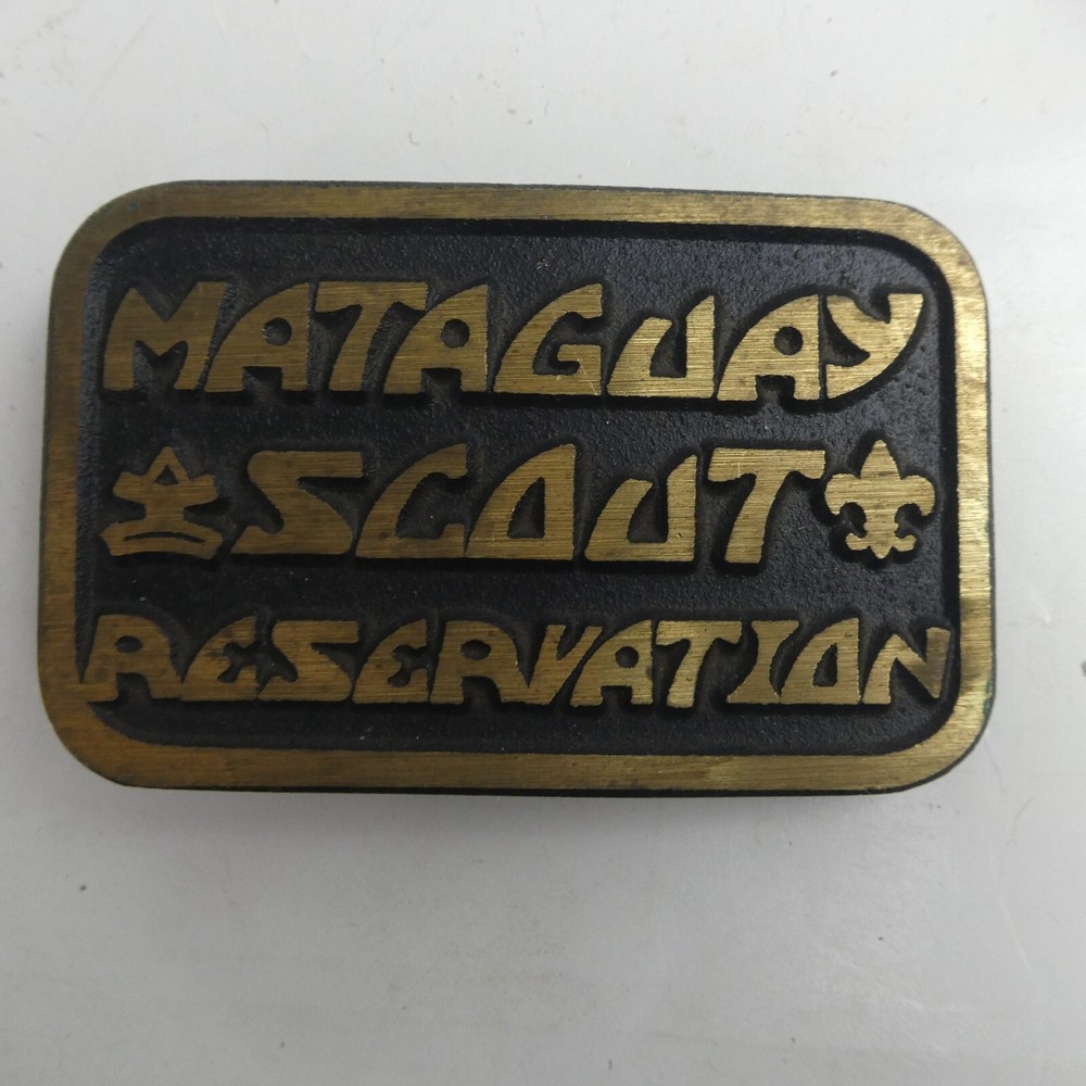 Boy Scouts of America Mataguay Scout Reservation Belt Buckle Solid Brass Vintage