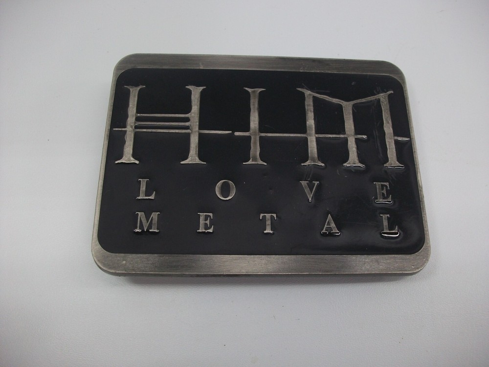 HIM Love Metal Black Belt Buckle 3.5&Prime; x 2.5&Prime; Fits 1.75&Prime; Belt