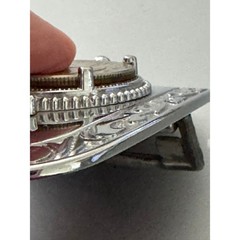 Vintage 1979 Susan B Anthony Dollar Coin Belt Buckle Silver Tone Western Scroll