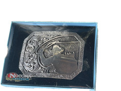 Nocona Mens Belt Buckle 3.75 x 2 in Cowboy Roper Western Rodeo Silver 1.5