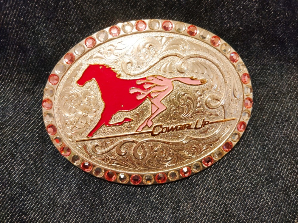 Belt Buckle Horse Emblem Silver.