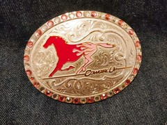 Belt Buckle Horse Emblem Silver.