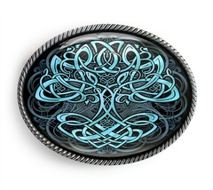 Tree of Life Belt Buckle – Blue Celtic Knot irish Mandala Belt Buckle – 791