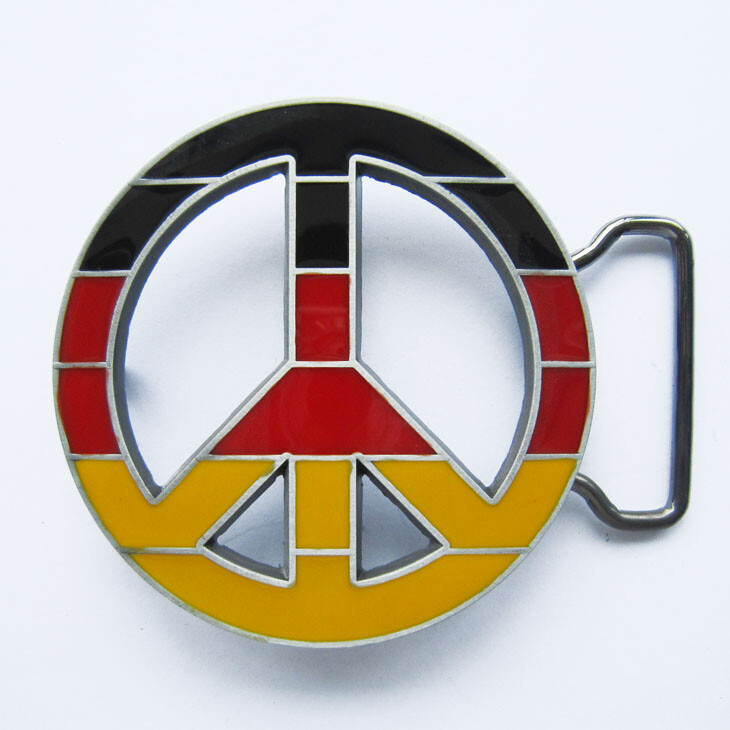 Peace Sign Germany Deutschland Flag Metal Belt Buckle