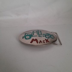Vintage Mack Truck Semi Tractor Belt Buckle Metal with Crush Stone Inlay Design