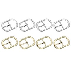 8Pcs 1.3&Prime; Single Prong Metal Roller Pin Belt Buckles Silver/Light Gold