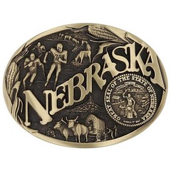 Montana Silversmiths State Heritage Antiqued Oval Brass Western Belt Buckle New