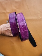 3.8CM Purple 100% Luxury Genuine Leather Skin Mens Belt Buckle-customize