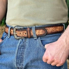 DANIEL&rsquo;S ARTPLANET Western Belt for Men Full 34 (fits size 30 jeans), Brown