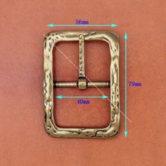 Emboss Bling Brass Rectangle Leathercraft Center Bar Belt Buckle Fit 40mm Strap