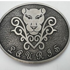 Paurss Lioness Belt Buckle Vintage Western Animal Motif Pewter Tone Metal
