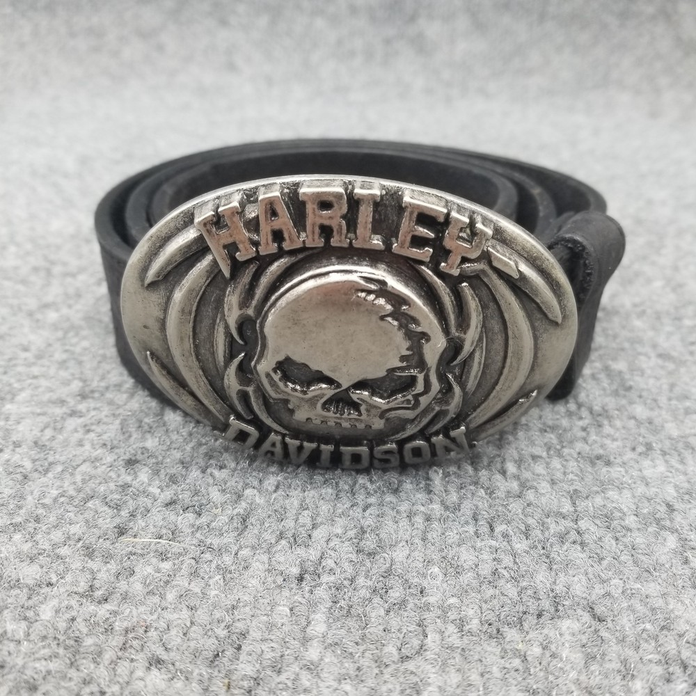 Harley Davidson Skull Belt Buckle Willie G Silver Creek Leather Belt Size 36