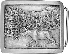 Vintage 1970s Design Solid Pewter Moose Belt Buckle – USA Made