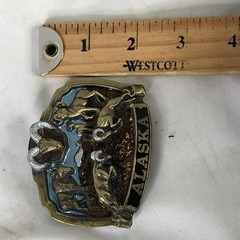 Vintage The Great American Buckle Co Belt Buckle Mens Gold Alaska Wildlife USA