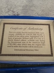 American Eagle Limited Ed. 24K Gold & Silver Plated Belt Buckle In Box NEW A
