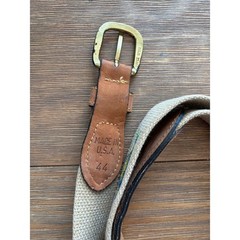 Zep-Pro Canvas Belt 44 Khaki Leather Trim Brass Buckle Fish Embroidered Made USA