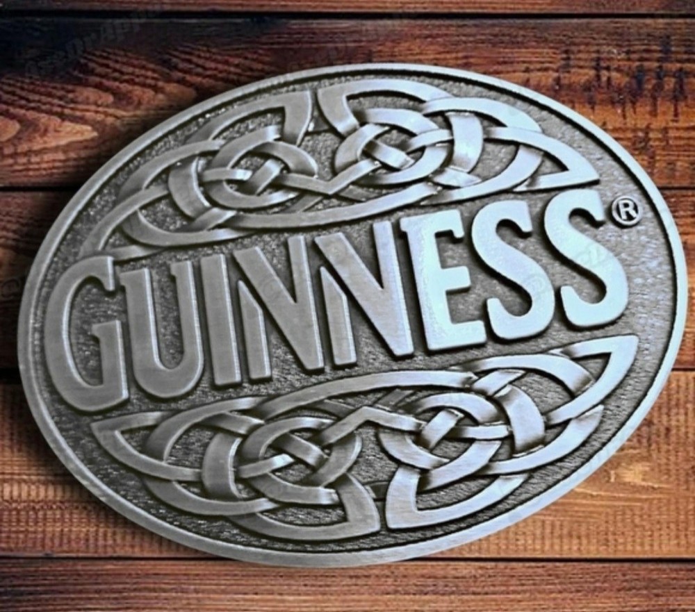 Guinness Celtic Knot Antiqued Silver Metal Belt Buckle