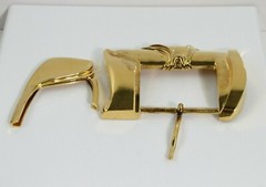 1987 KIESELSTEIN CORD STERLING LARGE 2PC GOLD PLATE BELAIR BUCKLE 4-3/4&Prime; x 3.25&Prime;