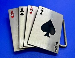 Poker Hand Four Aces – New Cutout Vegas Vibe Gambling Hand Belt Buckle