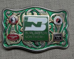 vintage BURLINGTON NORTHERN belt buckle RAILROAD pacific great railway WESTERN