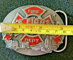 VINTAGE FIRE FIGHTER BELT BUCKLE FIRE DEPT. PEWTER R-92 America&rsquo;s Heroes EUC!