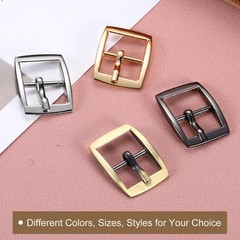 6Pcs 0.63&Prime; Single Prong Belt Buckle Rectangle Center Bar Buckles for Belt,Gold