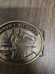 NRA Life Member Right To Bear Arms Belt Buckle Solid Brass Jadco Hunting Guns