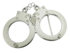 Handcuffs Belt Buckle Hand Cuff Peace Officer Police New Men Silver Chrome Metal